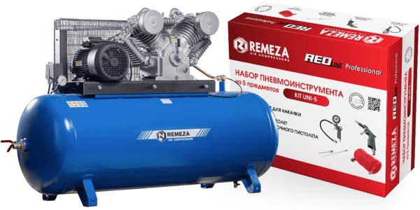 Компрессор поршневой СБ4/Ф-500.LT100 с набором пневмоинструмента KIT UNI-5