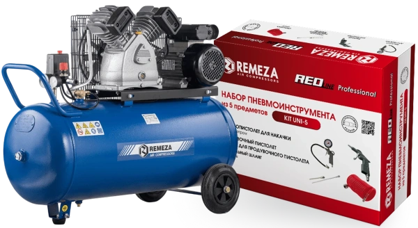 Компрессор поршневой СБ4/С-200.LB30А с набором пневмоинструмента KIT UNI-5